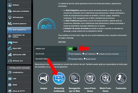 QoS configurado para streaming IPTV en mi router Asus