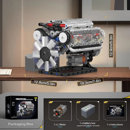 Moctek Motor De Coche Armable V8 Paquete De Bloques