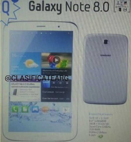 Se filtra una supuesta imagen del Samsung Galaxy Note 8.0