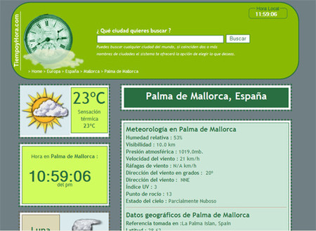 TiempoyHora.com, nueva web con datos meteorológicos y horarios de todo el mundo