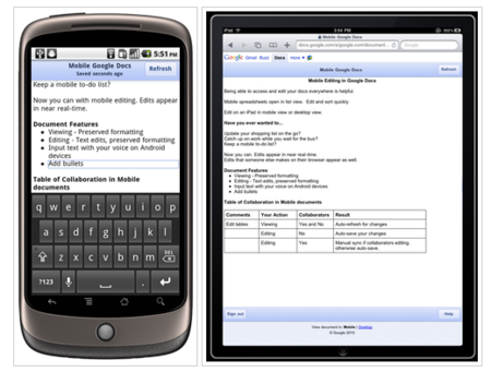 La edición de documentos en Google Docs llega a Android 2.2 y iPhone