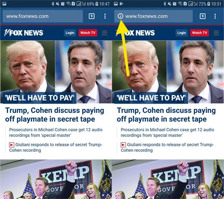 Chrome 67 と Chrome 68 の同じページ