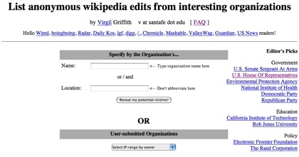 Wikiscanner, quien edita la Wikipedia