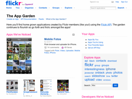 flickr App Garden, lista de aplicaciones que usan la API de flickr