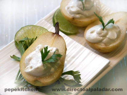 Receta de peras con crema de gorgonzola