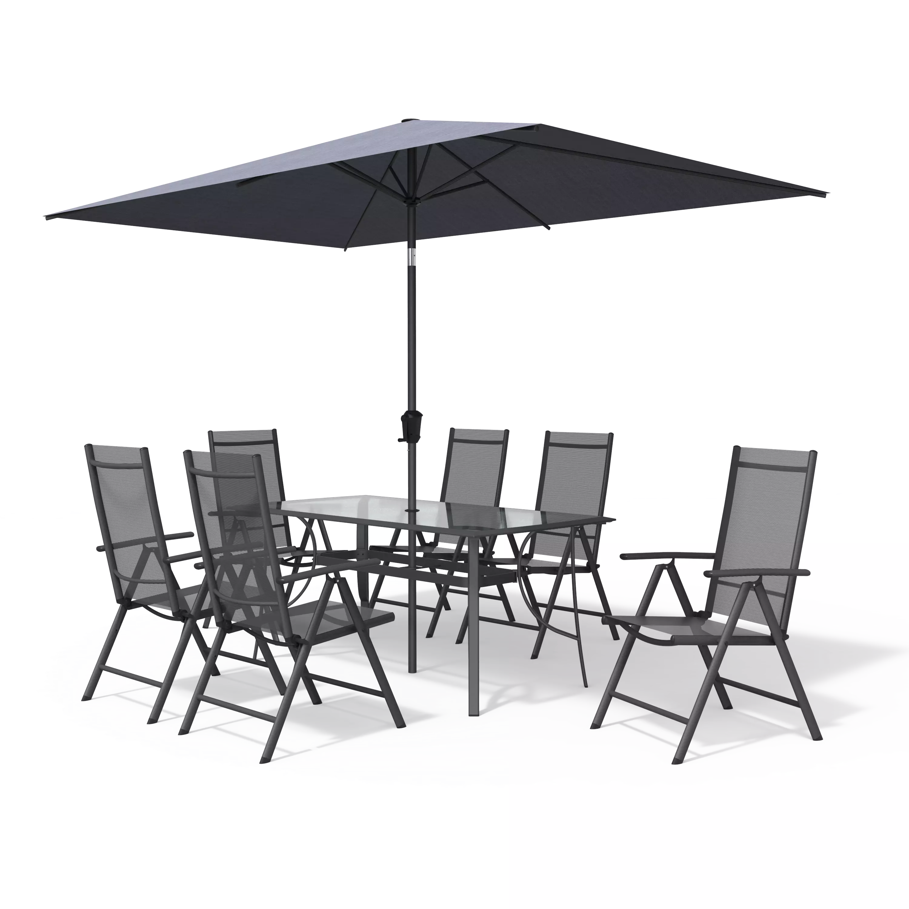 Set de comedor NATERIAL Ovion de aluminio gris para 6 personas

