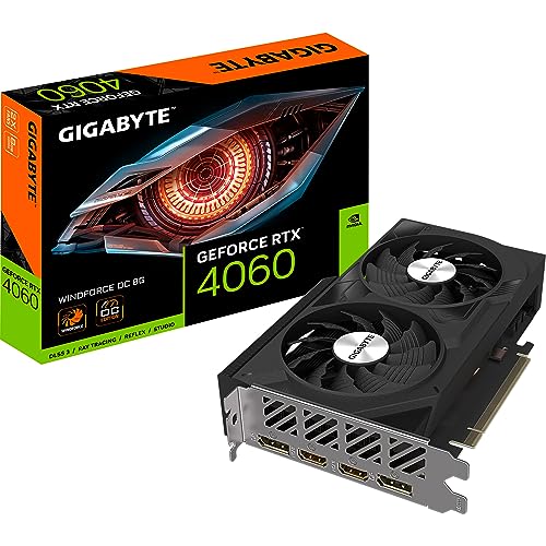 Gigabyte NVIDIA GeForce RTX 4060 WINDFORCE OC Targeta gráfica - 8GB GDDR6, 128-bit, PCI-E 4.0, 2475MHz Core Clock, 2x DP 1.4, 2x HDMI 2.1a, NVIDIA DLSS 3 - GV-N4060WF2OC-8GD