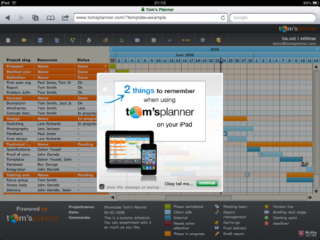 Tom's Planner, diagramas de Gantt compatibles con iOS