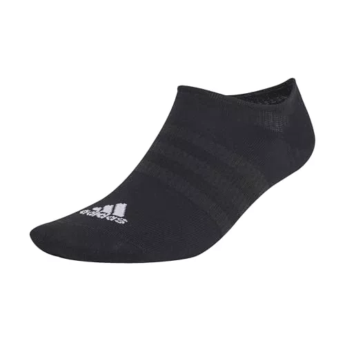 adidas Thin and Light No-Show Socks 3 Pairs, Calcetines invisibles Unisex adulto, Black/White