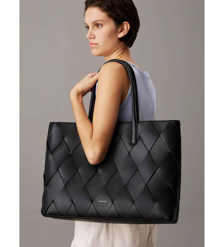 Calvin Klein Bolso Shopper M Woven Negro K60k612994 3206516 B