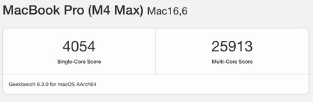 M4 Max チップのパフォーマンス スコア (出典: Geekbench )