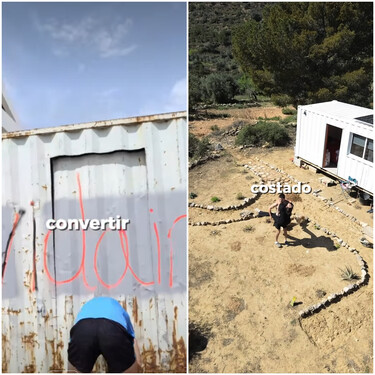 Una pareja compra un contenedor marítimo por 1300 euros y lo reforma para vivir en él: "Harían falta tres trabajos para permitirnos un piso del tamaño de nuestro contenedor"