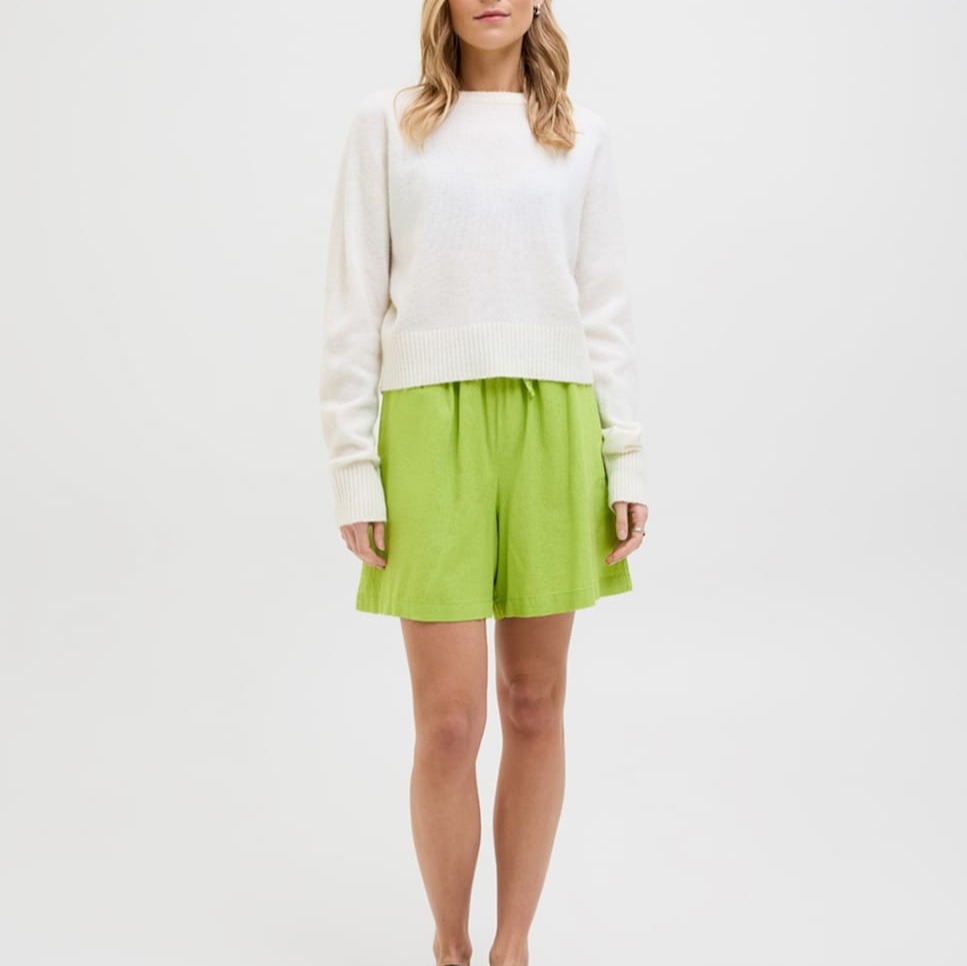 Jack & Jones - Short de mujer de lino tiro alto.