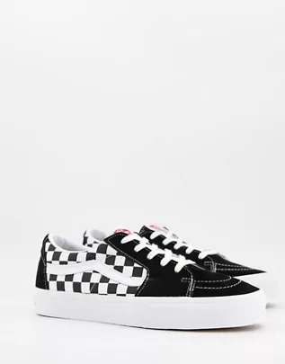 Zapatillas bajas negras a cuadros dameros de ante SK8-Low de Vans
