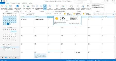 Outlook 2013, gestión de calendario