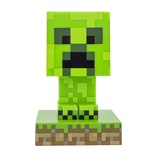 Paladone Minecraft Creeper 3D Icon Light BDP | Licencia oficial de luz verde pixelada brillante o lámpara de escritorio | Idea de regalo única para jugadores | Alimentado por 2 pilas AAA