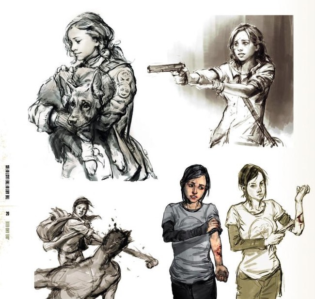 Wczesne szkice koncepcyjne Ellie z The Last of Us