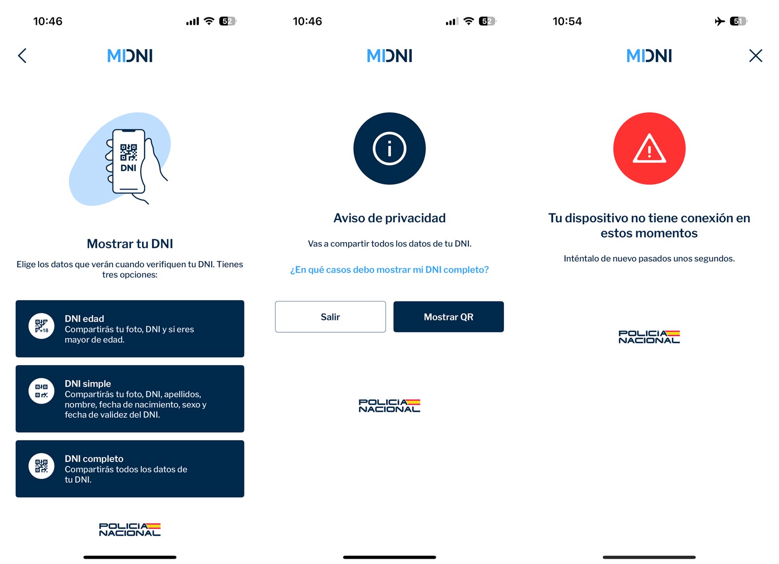 Uso de la app MiDNI