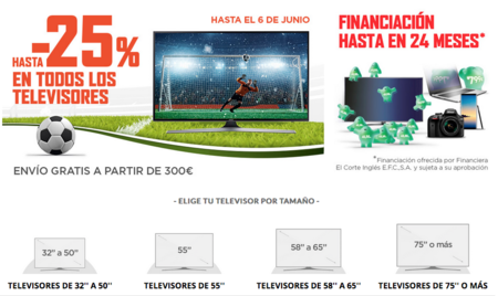 El Corte Inglés quiere que veas el Mundial 2018 en pantalla grande: 25% de descuento en todos los televisores