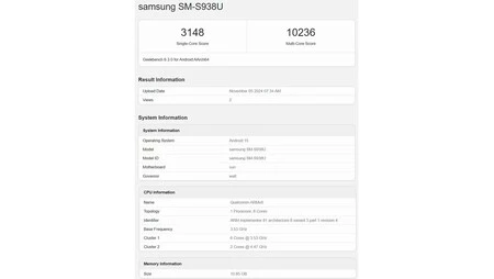 Geekbench Samsung Galaxy S25 Ultra