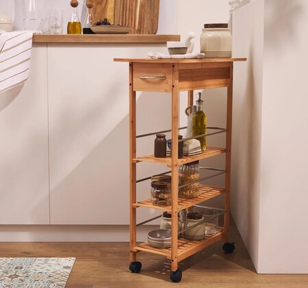 Carrito De Cocina Estrecho De Bambu