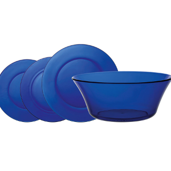 Vajilla Saphir Lys Duralex 12 piezas vidrio azul oscuro 