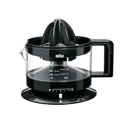 Braun Hogar TributeCollection CJ3000 BK - Exprimidor Eléctrico, 20 W, 350ml, Cantidad de Pulpa Ajustable, Apto para Lavavajillas, Color Negro