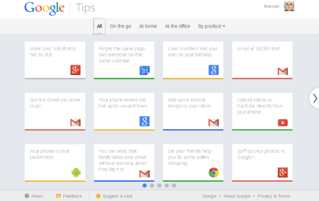 Google Tips, la página de consejos para los productos de Google