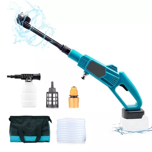 Limpiador de alta presión con batería para Bosch PBA batería (no batería) con boquilla de pulverización múltiple 6 en 1, limpiador de alta presión portátil de 18 V, 45 bar con manguera de 5 m, jarra