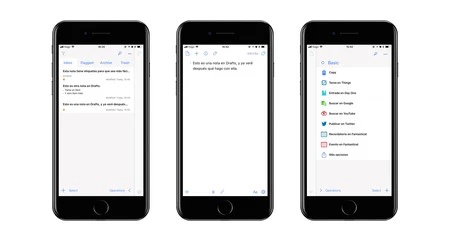 ドラフトは、テキスト エディター、ドラフト リスト、アクション リストの 3 つのメイン画面に分かれています。