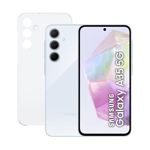Samsung Galaxy A35 5G 128GB + Funda Transparente - Teléfono Móvil Android, Smartphone Libre, 6GB RAM, Batería 2 Días de Duración, Cámara 50MP, Azul (Versión Española)