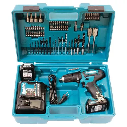 Makita HP333DSAX1 Taladro atornillador inalámbrico 12 V máx. / 2,0 Ah, 2 baterías y cargador en maletín de transporte