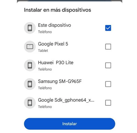 他のデバイスにインストールする現在のオプション