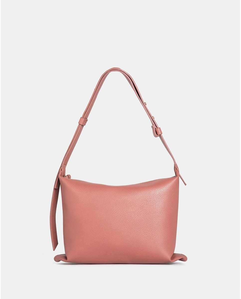 Adolfo Domínguez shoulder bag with grained texture in salmon color