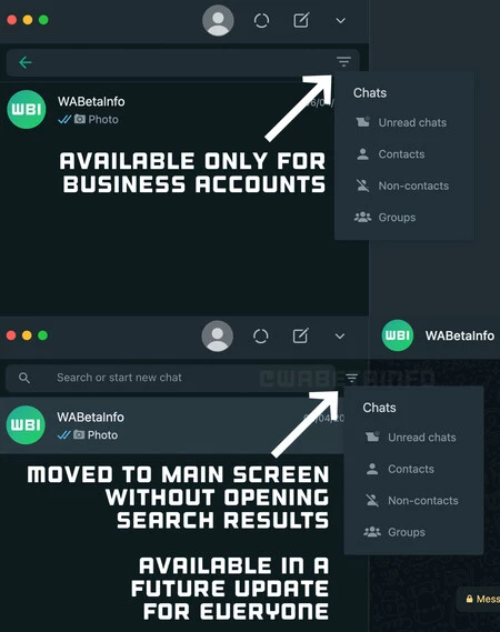 Wa New Chat Filter Standard Wa Accounts Desktop