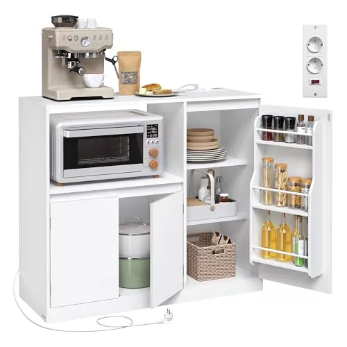 VASAGLE Aparador Cocina con Cajón y Puerta, Estante para Microondas