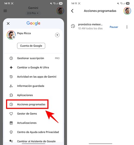 Tiempo Gemini Programado