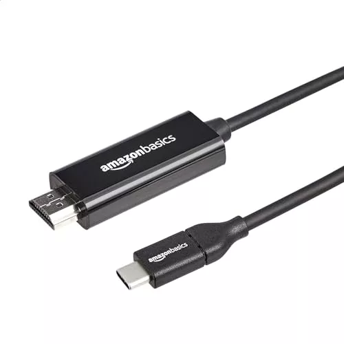 Amazon Basics Cable adaptador unidireccional USB-C (fuente) a HDMI (pantalla) (compatible con Thunderbolt 3), 4K a 30 Hz, 1,8 m, negro