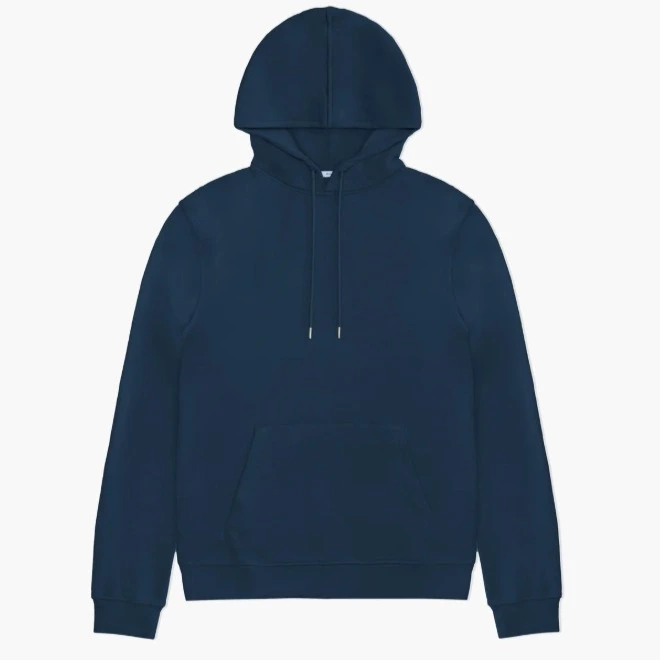 Sudadera con capucha azul marino de algodón orgánico
