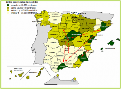 Movilidad geográfica en España, de dónde y hacia dónde