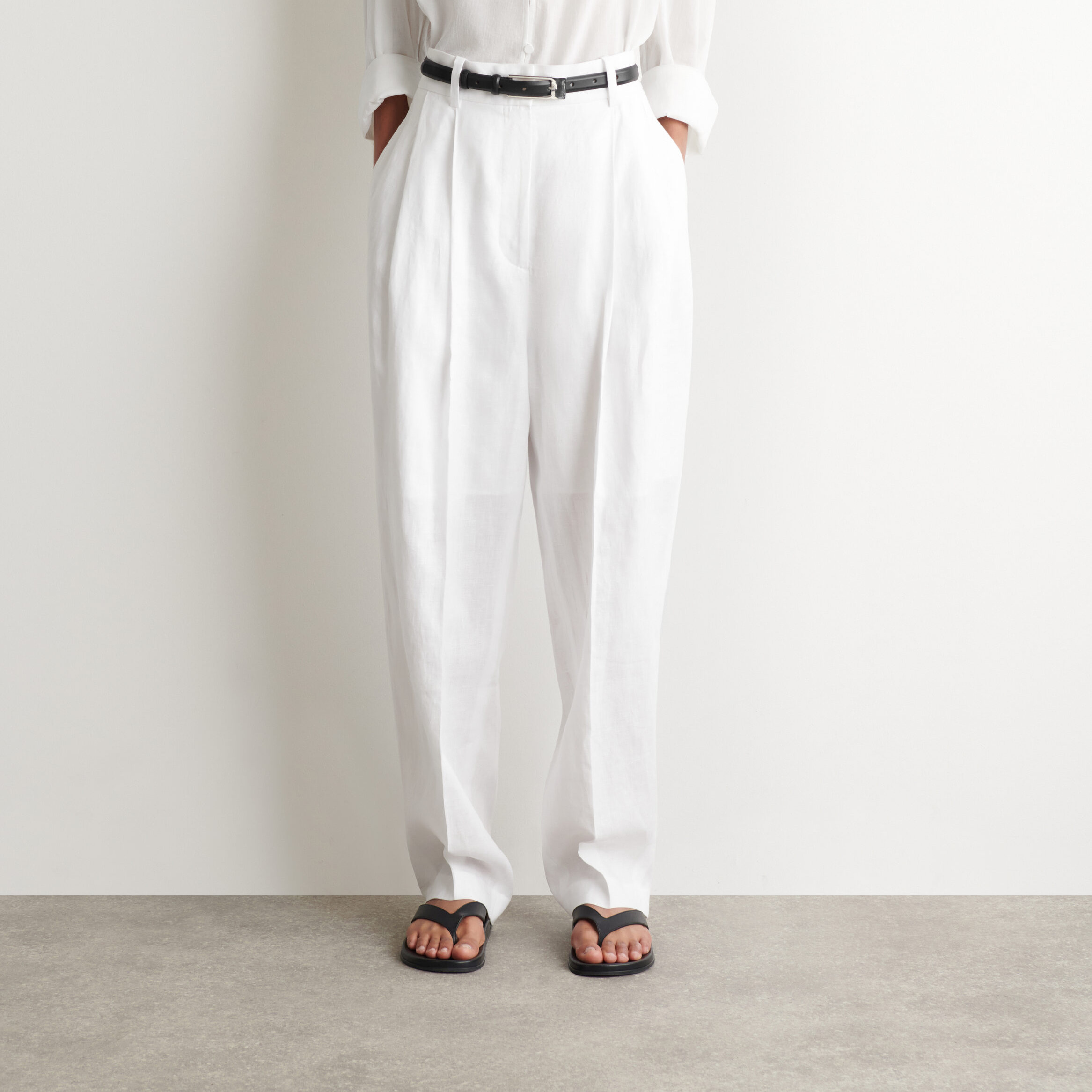 Pantalón sastre de lino estilo globo