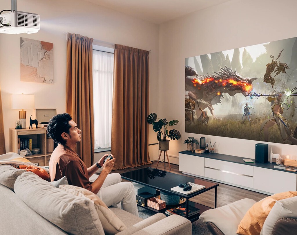 El nuevo proyector láser 4K de ViewSonic quiere conquistar a los más jugones de la casa: hasta 300 pulgadas y con sonido integrado