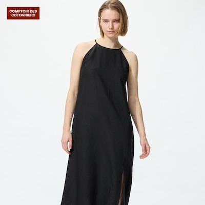 Vestido largo lino viscosa tirantes
