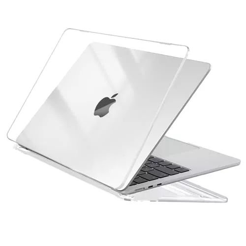 EooCoo Funda Compatible con MacBook Air 13.6 Pulgadas M4 M3 M2 2025 2024 2022 A3240 A3113 A2681 con Touch ID, Carcasa de Rígida Plástico Mac Air 13 Cover Case - Cristal Transparente