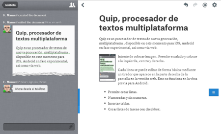 Edición de documentos con Quip