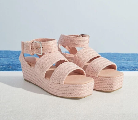 Sandalias plataforma trenzado rosa