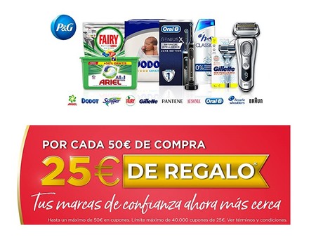 25 euros de regalo por cada 50 euros de compra en una atractiva promoción en Amazon con marcas como Gillette, Oral-B, Dodot o Pantene