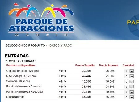 Ahorrese un 10% en la entrada al Parque de atracciones de Madrid con la compra online
