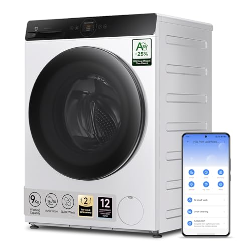 Xiaomi Mijia Washer Dryer Pro 9kg, Lavadora Secadora, Clase A-25%/D, 1400 RPM, Vapor Refrescante, Doble Dosificación Automática, Lavado Ultrarrápido, 14 Programas, Control Inteligente, Blanco