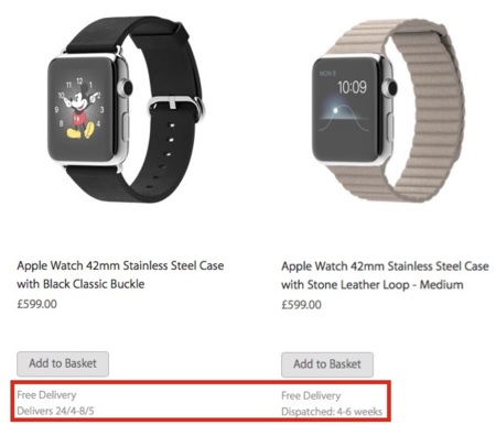 Las fechas de envío para el Apple Watch no serán iguales para todos los modelos